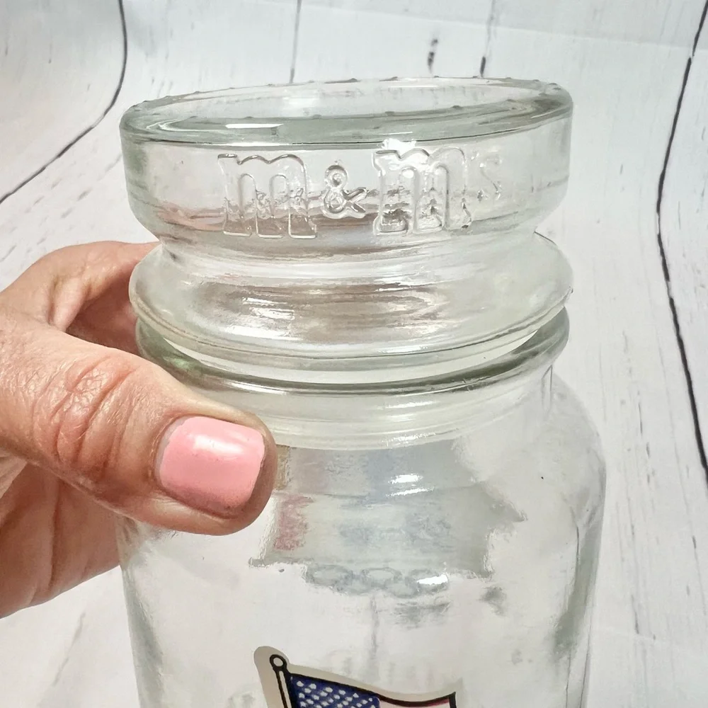 Vintage 1984 Los Angeles Olympics M&M Glass Candy Jar Anchor Hocking Lid